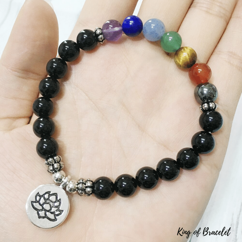 Bracelet Mala 7 Chakras en Tourmaline Noire