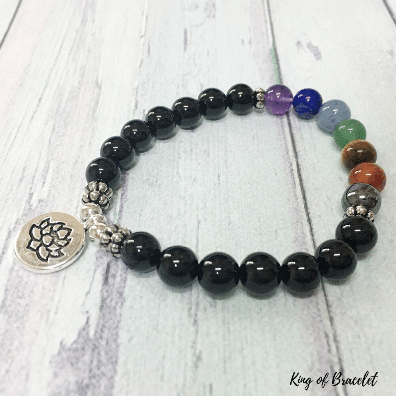 Bracelet Mala 7 Chakras en Tourmaline Noire