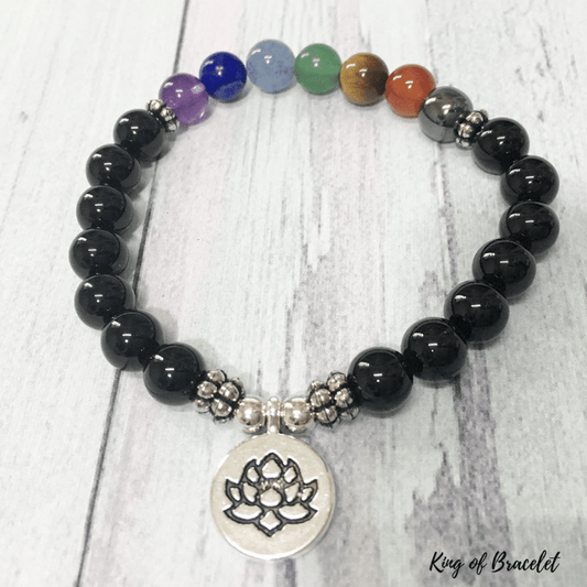 Bracelet Mala 7 Chakras en Tourmaline Noire