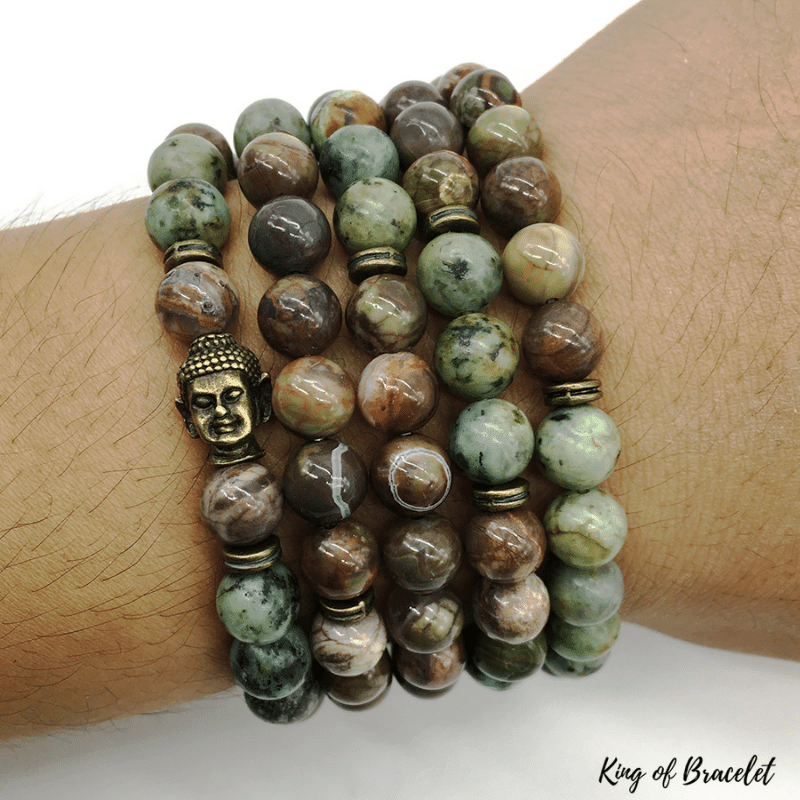 Bracelet Mala en Jaspe Oc¨¦an et Turquoise Africaine