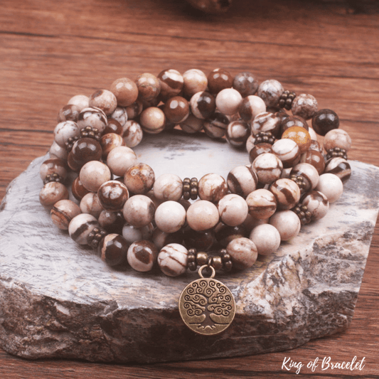 Bracelet Mala en Jaspe Z¨¨bre Marron