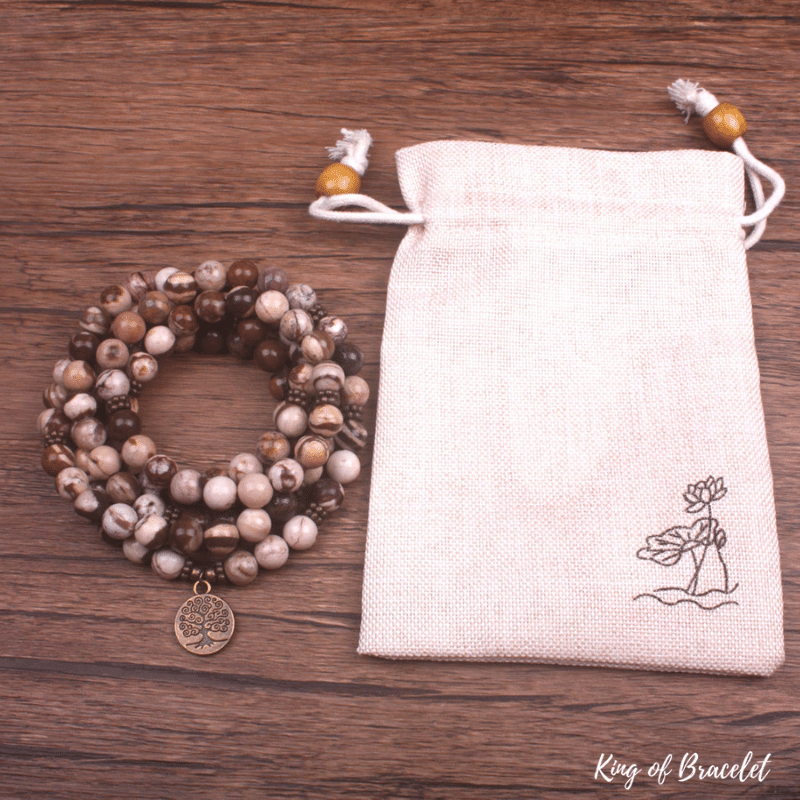 Bracelet Mala en Jaspe Z¨¨bre Marron