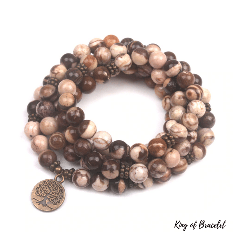 Bracelet Mala en Jaspe Z¨¨bre Marron