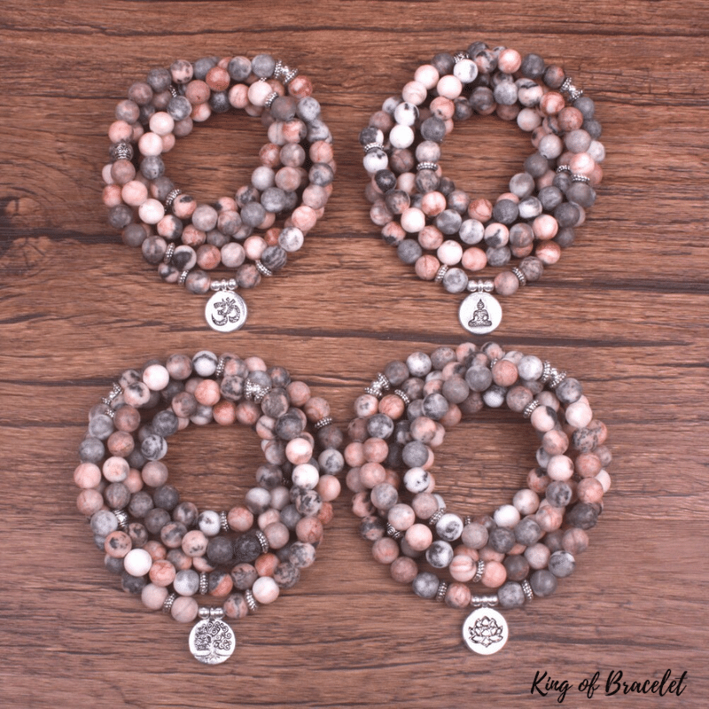 Bracelet Mala en Jaspe Z¨¨bre Rose