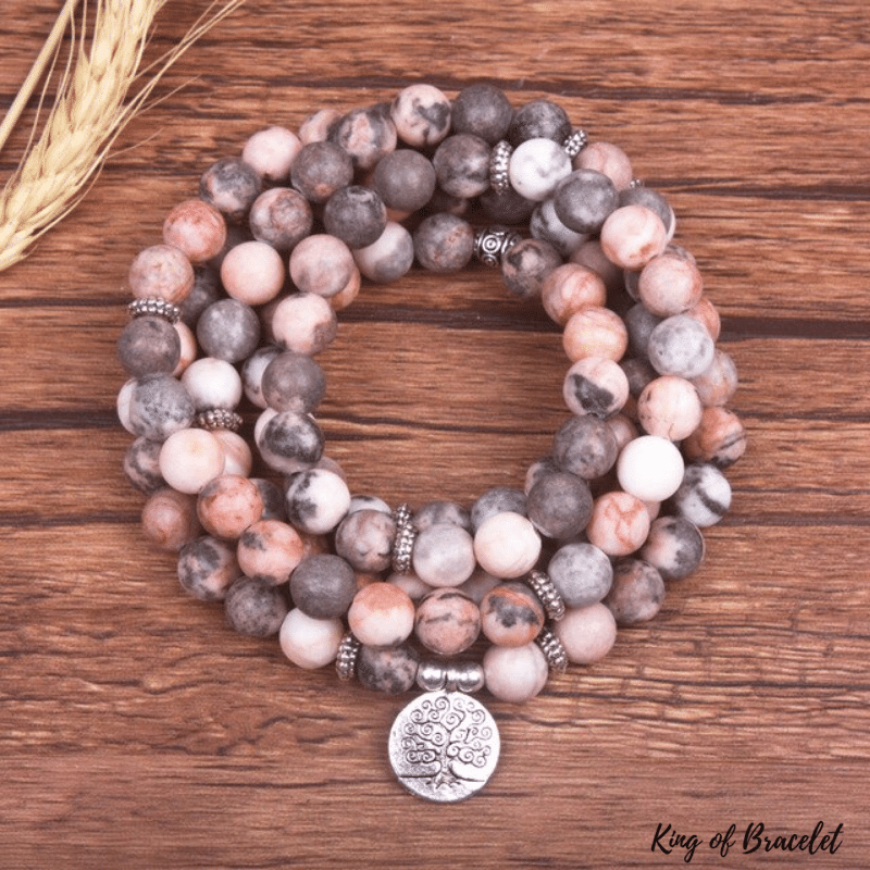 Bracelet Mala en Jaspe Z¨¨bre Rose