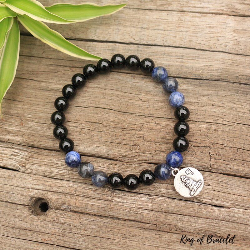 Bracelet Mala en Onyx et Sodalite