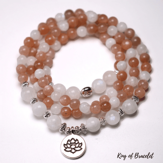 Bracelet Mala en Pierre de Lune et Pierre de Soleil