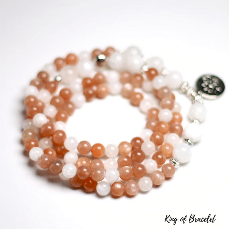 Bracelet Mala en Pierre de Lune et Pierre de Soleil