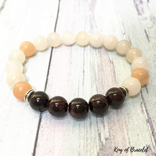 Bracelet en Aventurine Orange et Grenat