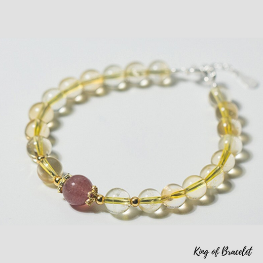 Bracelet en Citrine et Quartz Fraise