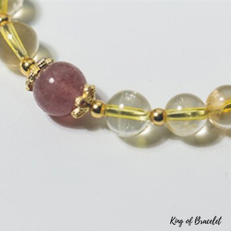 Bracelet en Citrine et Quartz Fraise