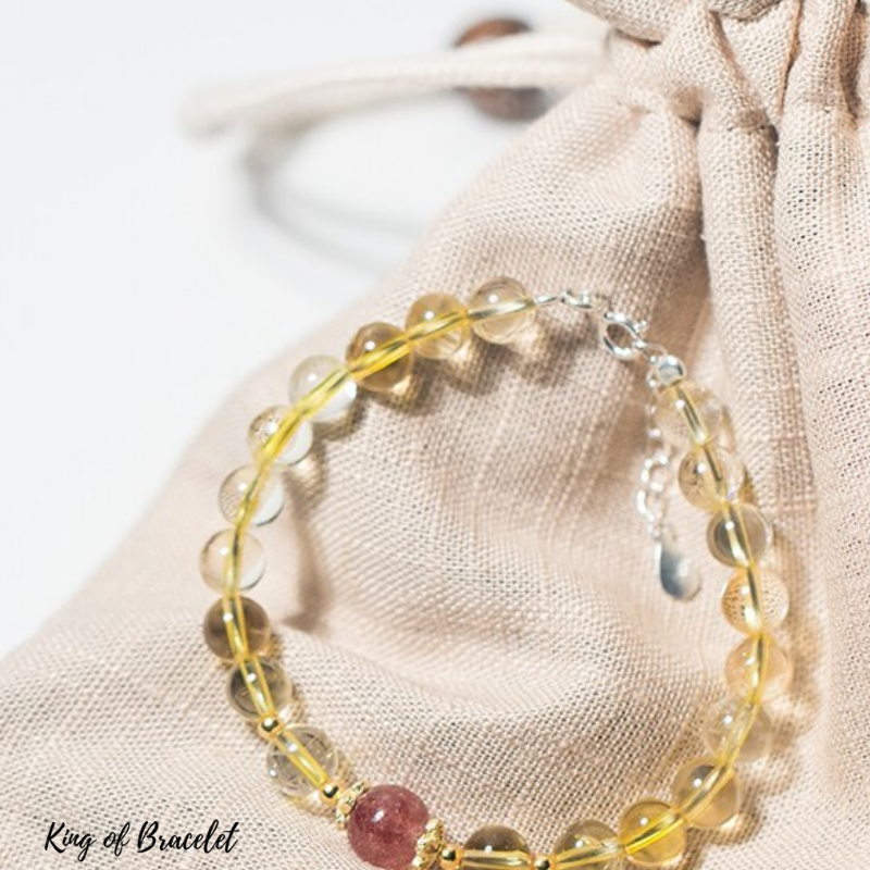 Bracelet en Citrine et Quartz Fraise