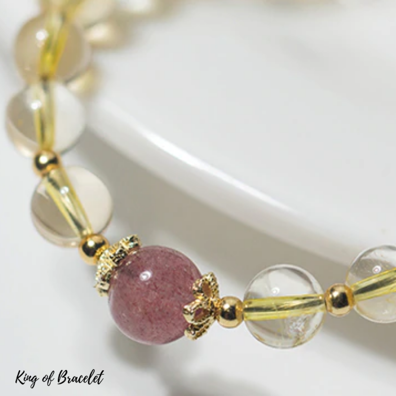 Bracelet en Citrine et Quartz Fraise