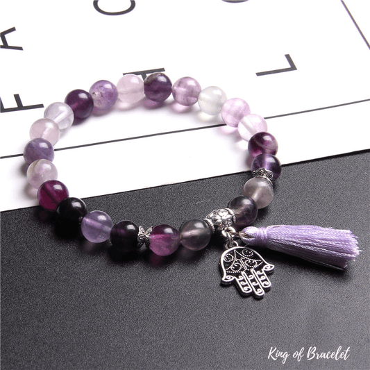 Bracelet Main de Fatma en Fluorite Violette