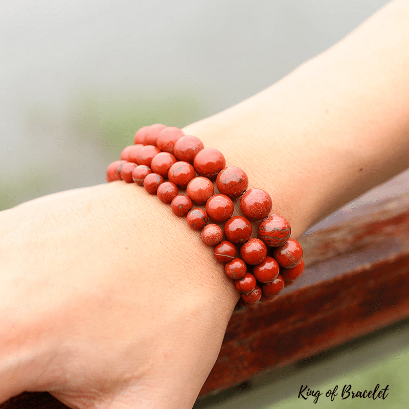 Bracelet en Jaspe Rouge Qualit¨¦ AAA+