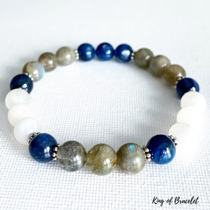 Bracelet en Kyanite, Labradorite et Pierre de Lune