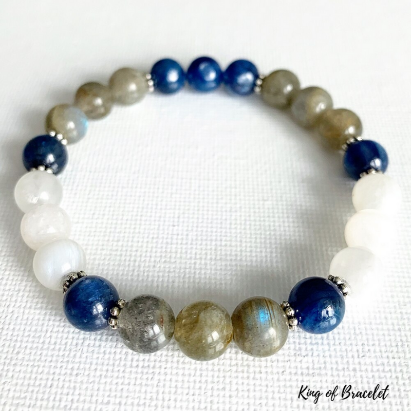 Bracelet en Kyanite, Labradorite et Pierre de Lune