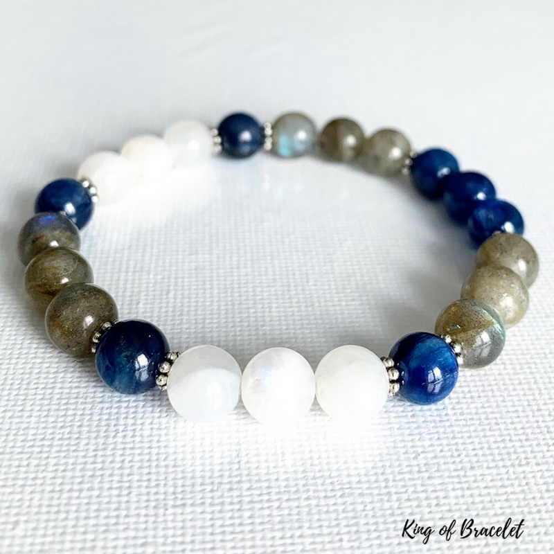 Bracelet en Kyanite, Labradorite et Pierre de Lune