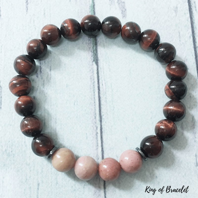 Bracelet en Oeil de Taureau et Rhodonite