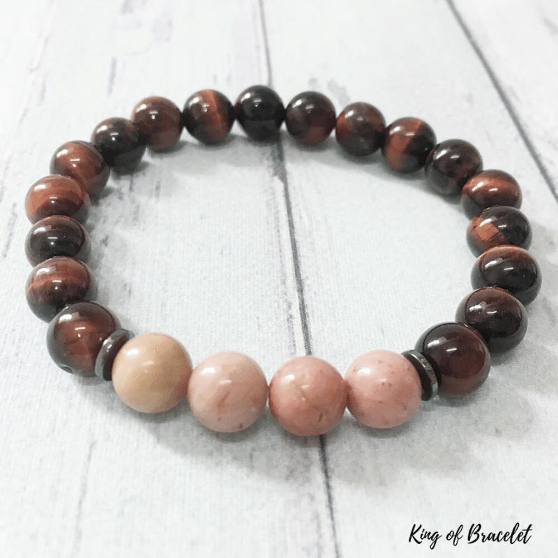 Bracelet en Oeil de Taureau et Rhodonite