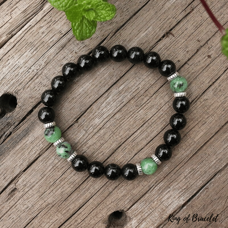 Bracelet en Onyx Noir et Zo?site