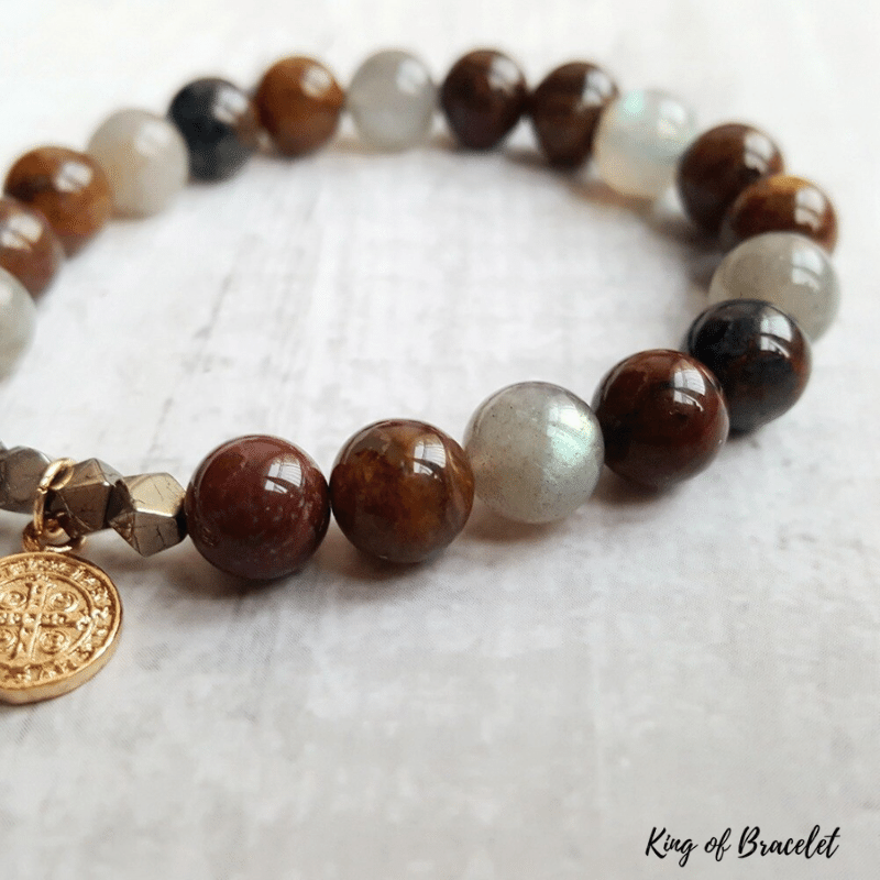 Bracelet en Pi¨¦tersite, Labradorite et Pyrite