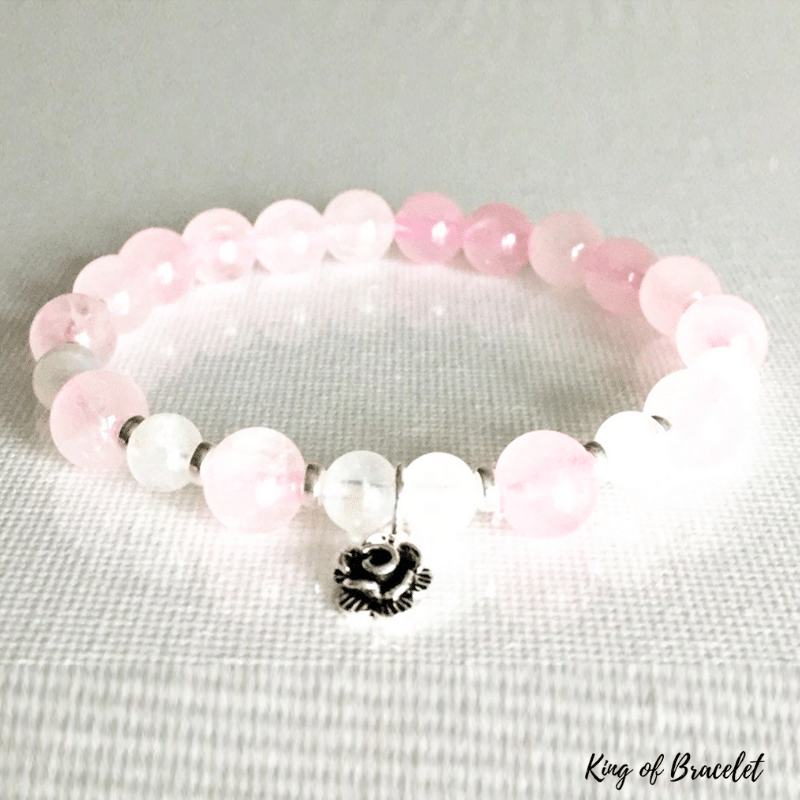 Bracelet en Quartz Rose et Pierre de Lune