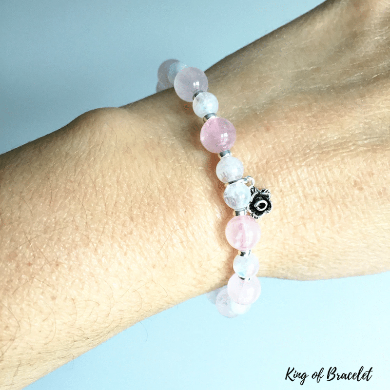 Bracelet en Quartz Rose et Pierre de Lune