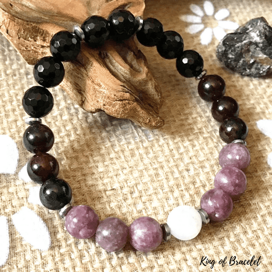 Bracelet en Tourmaline, Grenat, L¨¦pidolite et Pierre de Lune