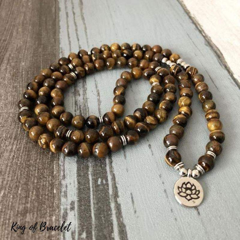 Bracelet Mala Lotus en Oeil de Tigre