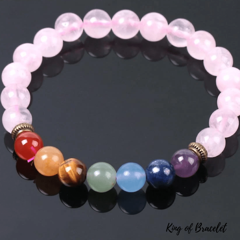 Bracelet 7 Chakras en Quartz Rose