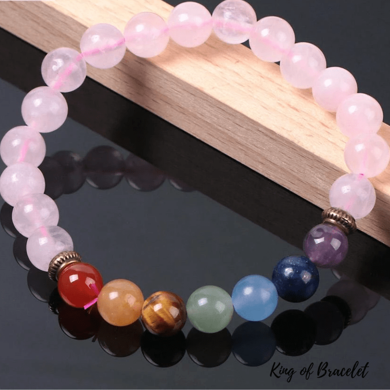 Bracelet 7 Chakras en Quartz Rose