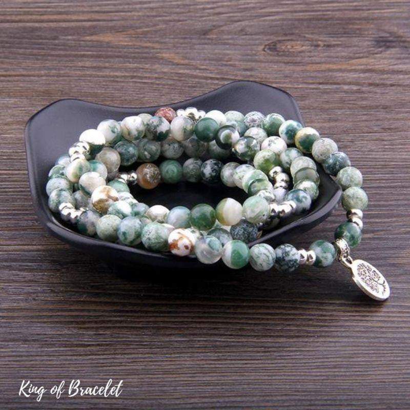 Bracelet Mala Arbre de Vie 108 Perles en Agate Arbre