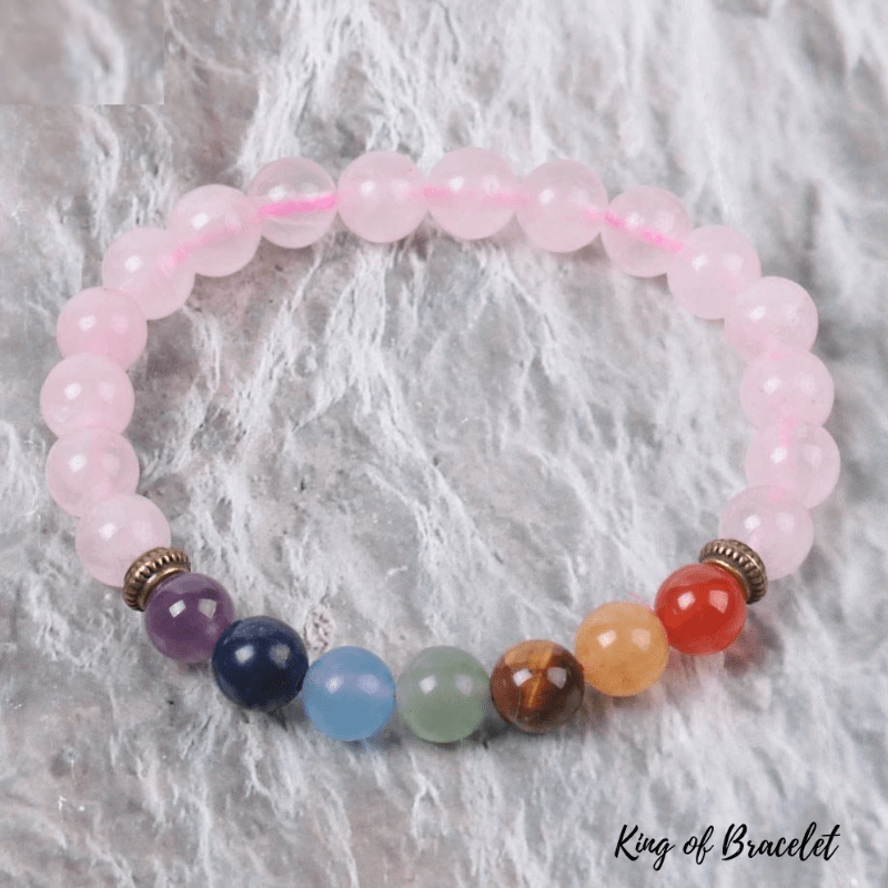 Bracelet 7 Chakras en Quartz Rose