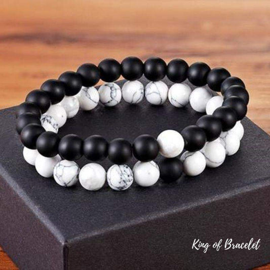 Bracelet Distance pour Couple Yin  Yang en Pierres Naturelles