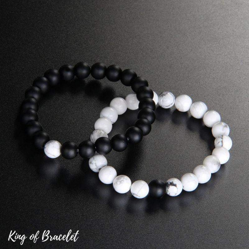 Bracelet Distance pour Couple Yin  Yang en Pierres Naturelles