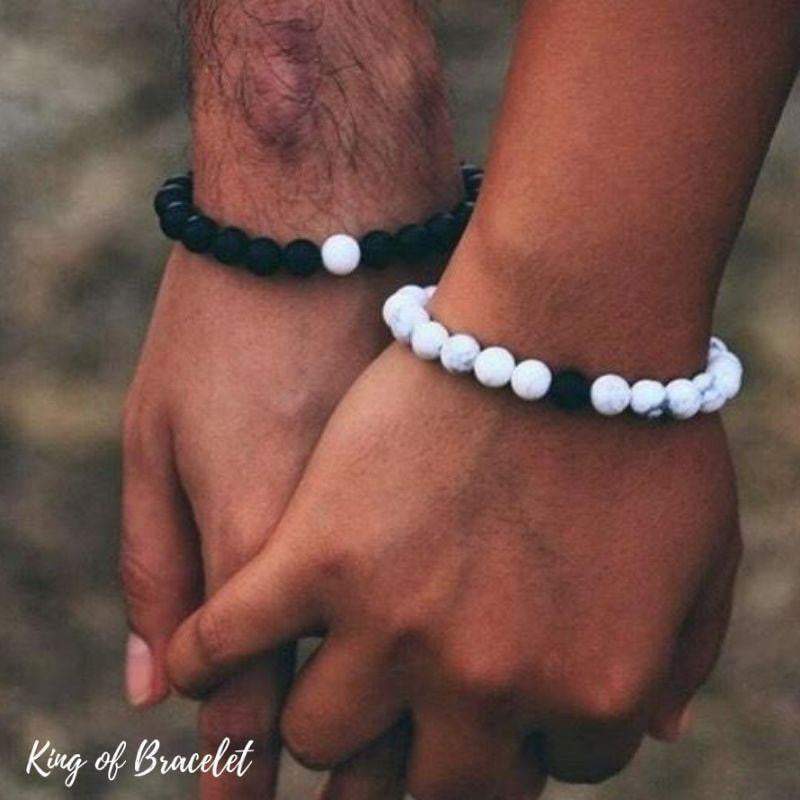 Bracelet Distance pour Couple Yin  Yang en Pierres Naturelles