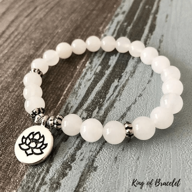 Bracelet Lotus en Jade Blanc