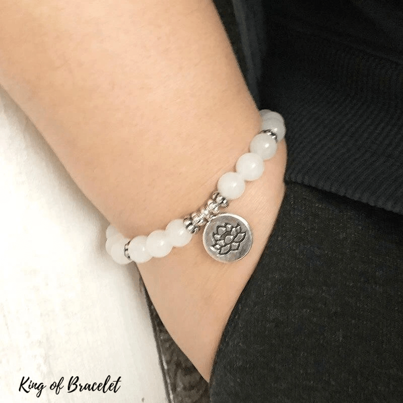 Bracelet Lotus en Jade Blanc