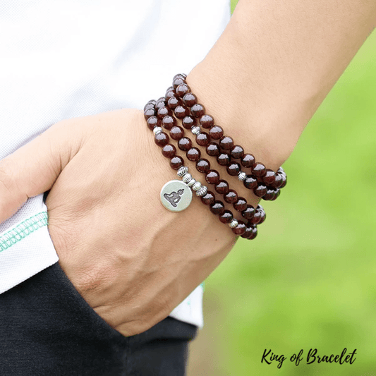 Bracelet Mala Bouddhiste en Grenat