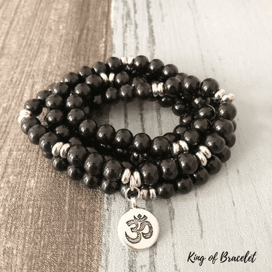 Bracelet Mala OM en Onyx Noir