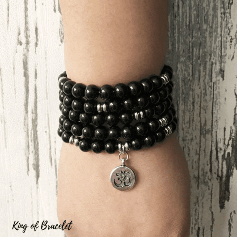 Bracelet Mala OM en Onyx Noir