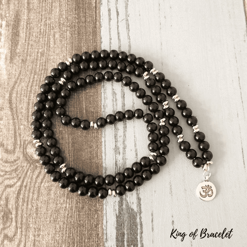 Bracelet Mala OM en Onyx Noir