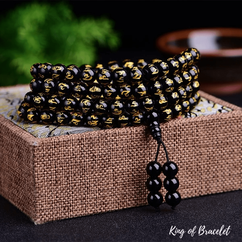 Bracelet Mala Tib¨¦tain en Obsidienne