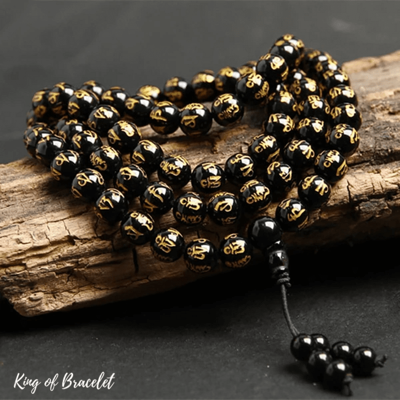 Bracelet Mala Tib¨¦tain en Obsidienne