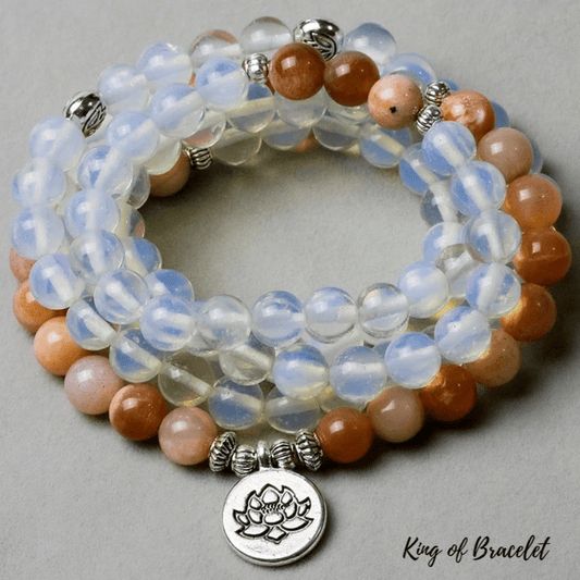 Bracelet Mala Tib¨¦tain en Pierre de Soleil et Opalite