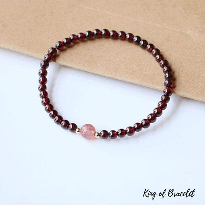 Bracelet en Grenat et Quartz Fraise