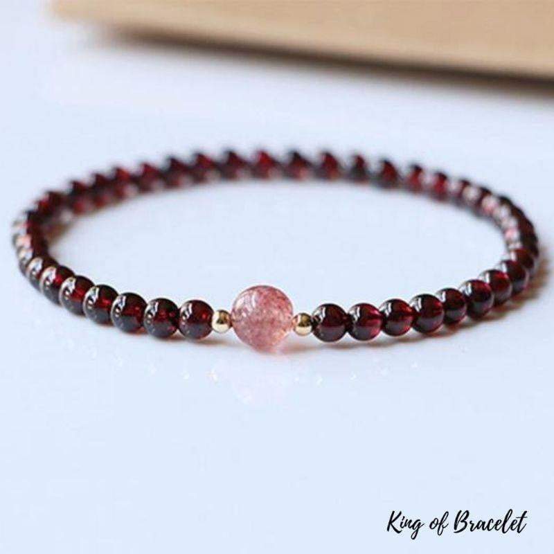 Bracelet en Grenat et Quartz Fraise