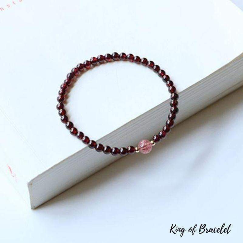 Bracelet en Grenat et Quartz Fraise