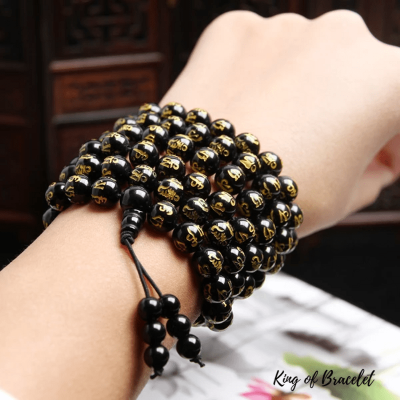 Bracelet Mala Tib¨¦tain en Obsidienne